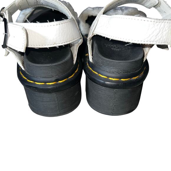DR MARTENS AIR WAIR VOSS FLUFFY FAUX FUR PLATFORM SANDALS WHITE SIZE 6 women - Picture 4 of 9